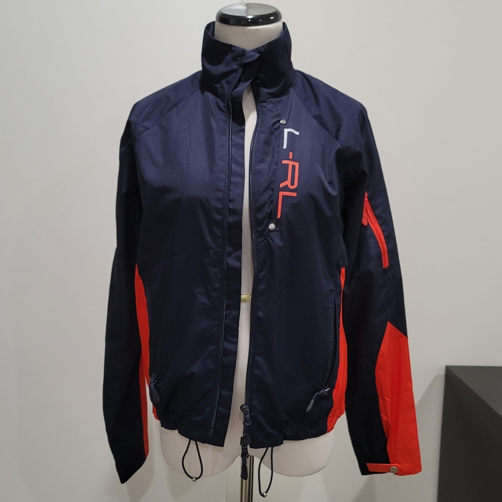 L-RL Navy Blue Orange Jacket Women S Small Ralph L